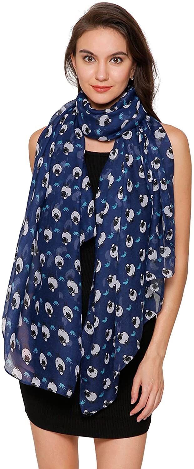 World of Shawls Girls Ladies Little Cartoon Sheep Print Scarf Wrap Shawl Gift