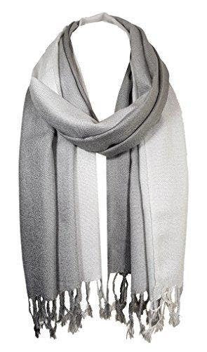 World Of Shawls Soft Fusion Pashmina Shawl Wrap Scarf (fused Light Silver/silver)