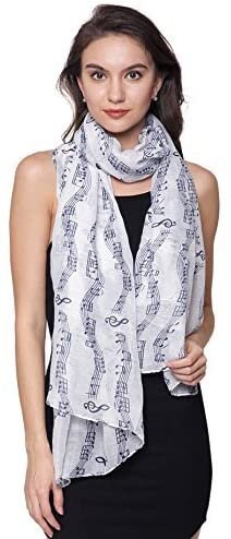 Music Print, Musical Note Printed Scarves, Large Size Fashion Scarf Wrap Sarong Shawl Fantastic Gift