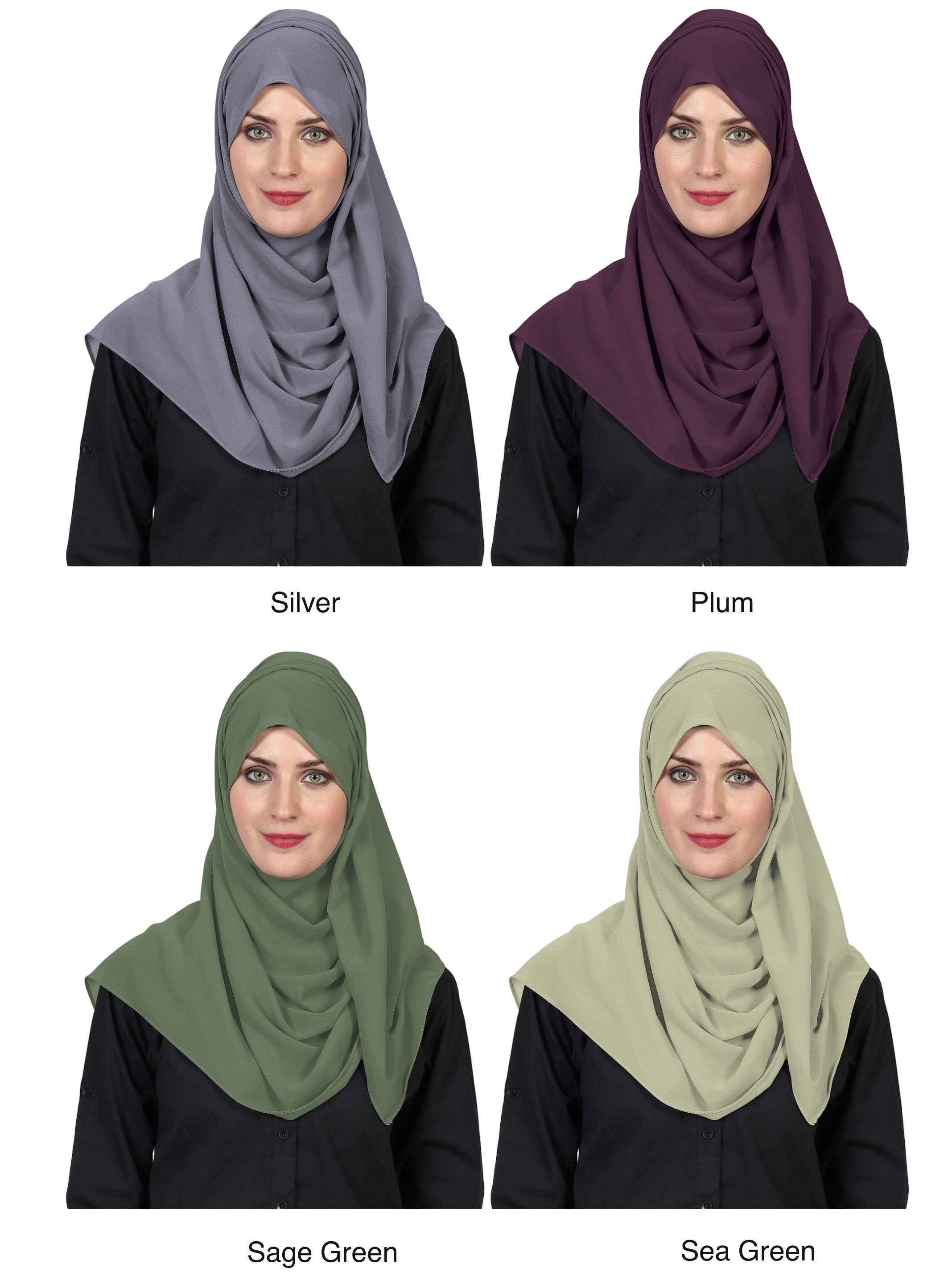 World of Scarfs Soft Chiffon Hijab Scarves Shawls Wraps for Wedding Evening Party Special Occasions Big Size 85 x 180 Cms