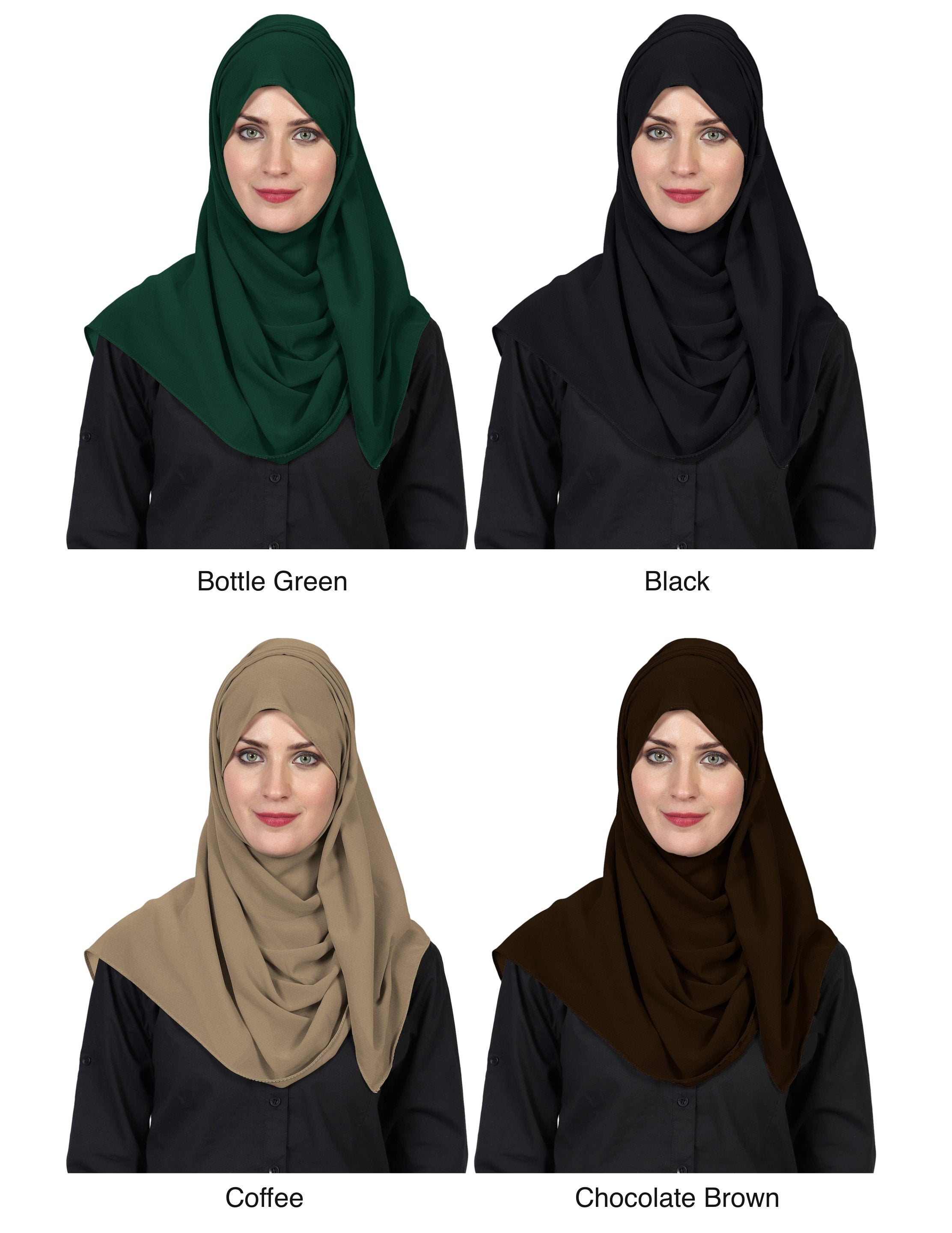 World of Scarfs Soft Chiffon Hijab Scarves Shawls Wraps for Wedding Evening Party Special Occasions Big Size 85 x 180 Cms