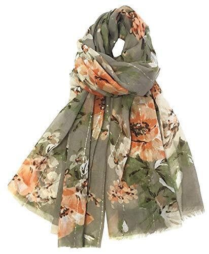 World Of Shawls Eye-catching Floral Scarf For Women Ladies With Delicate Sequin Insets(b07krpb33b)