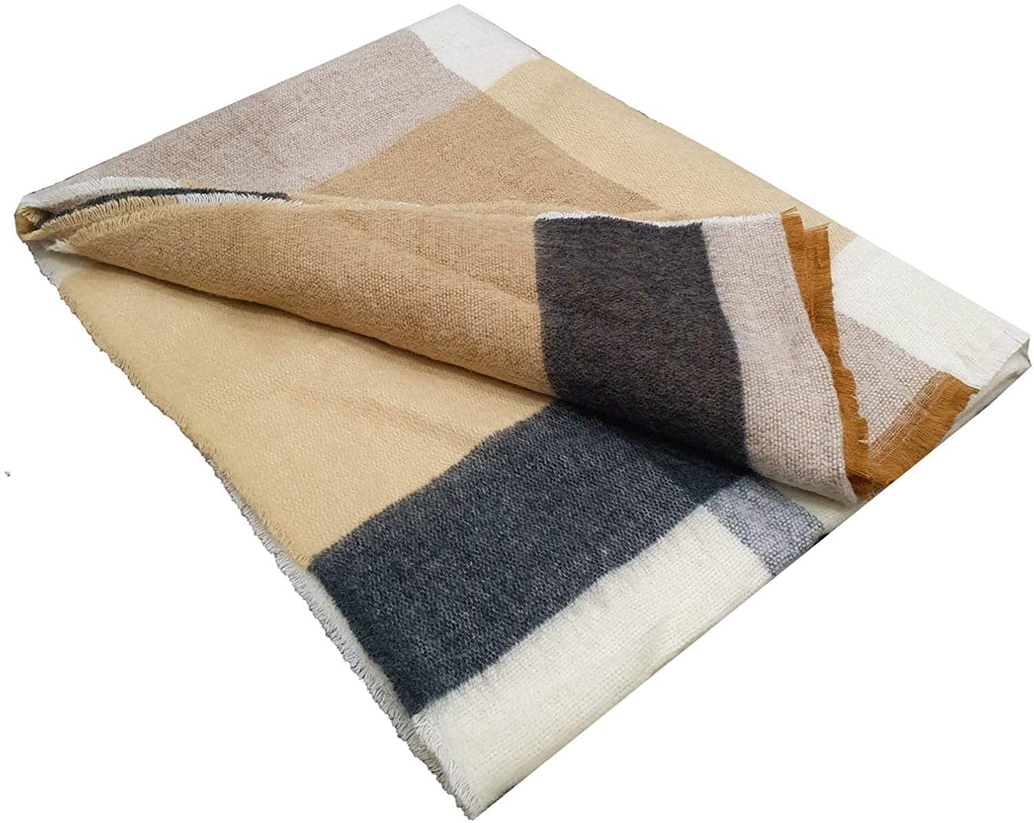 World of Shawls WINTER WARMER Thick Large Plaid Check Design Fashion Scarf Blanket Wrap Unisex (Brown/Black)