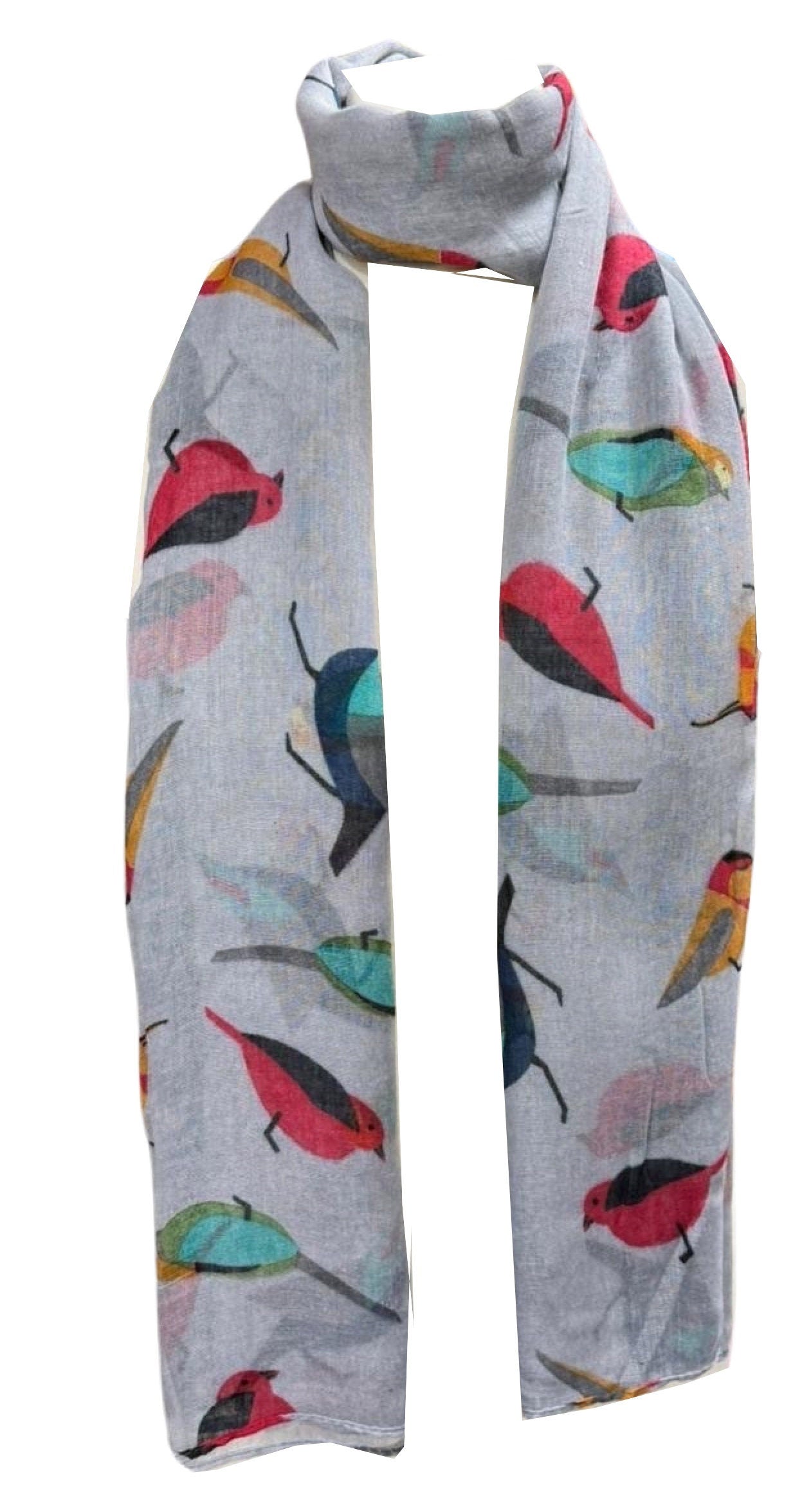 Winter Christmas Robin Bird Print Girls Lady Women Colorful Long Cute Scarf Wraps Shawl Soft Scarves Maxi