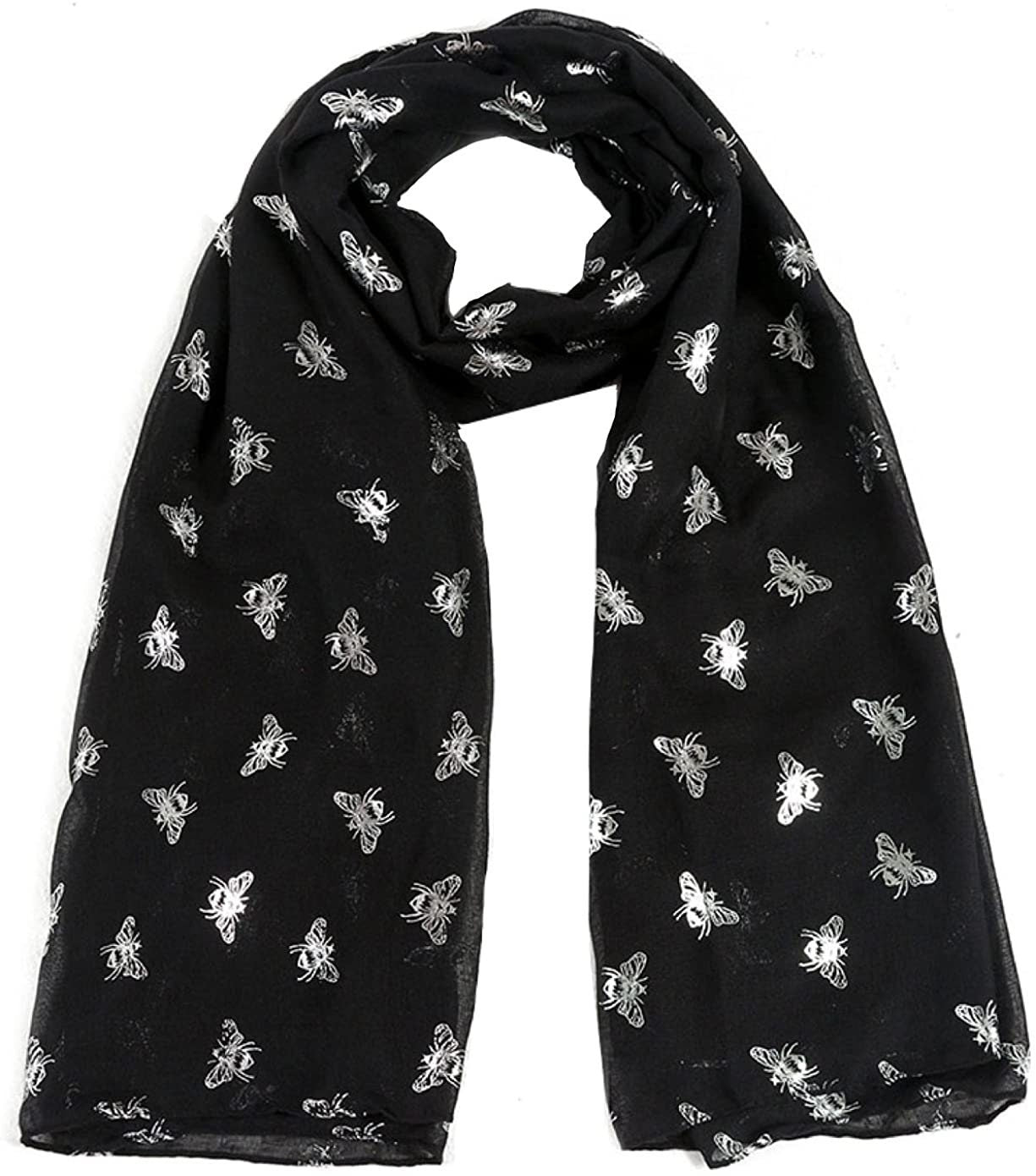 Ladies Girls Women's Glitter Bumble Bees Scarves Wraps Shawl Soft Scarf