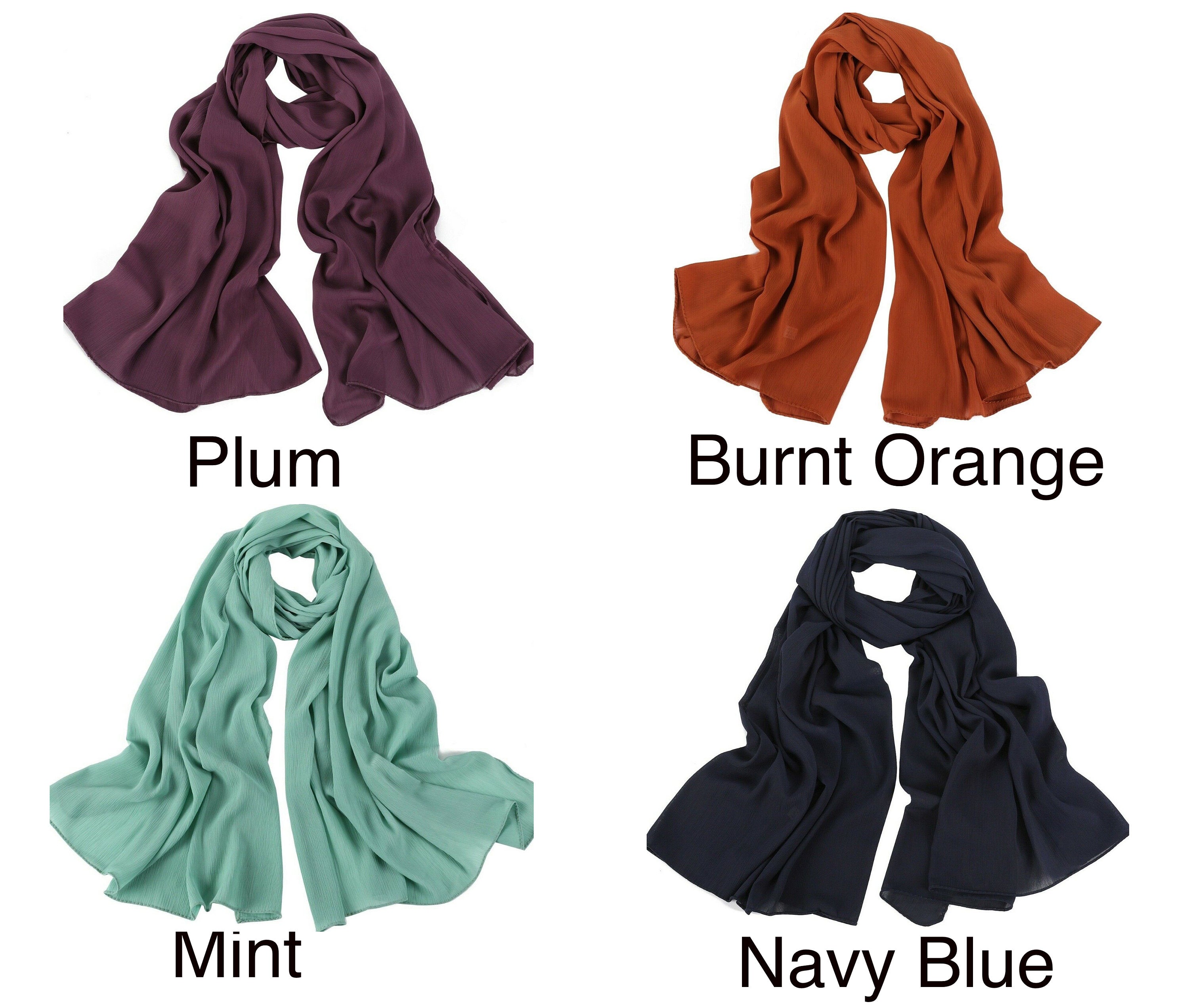 Fashion Ribbed Chiffon Crepe Scarf Hijab for Women Shawls Pleated Effect