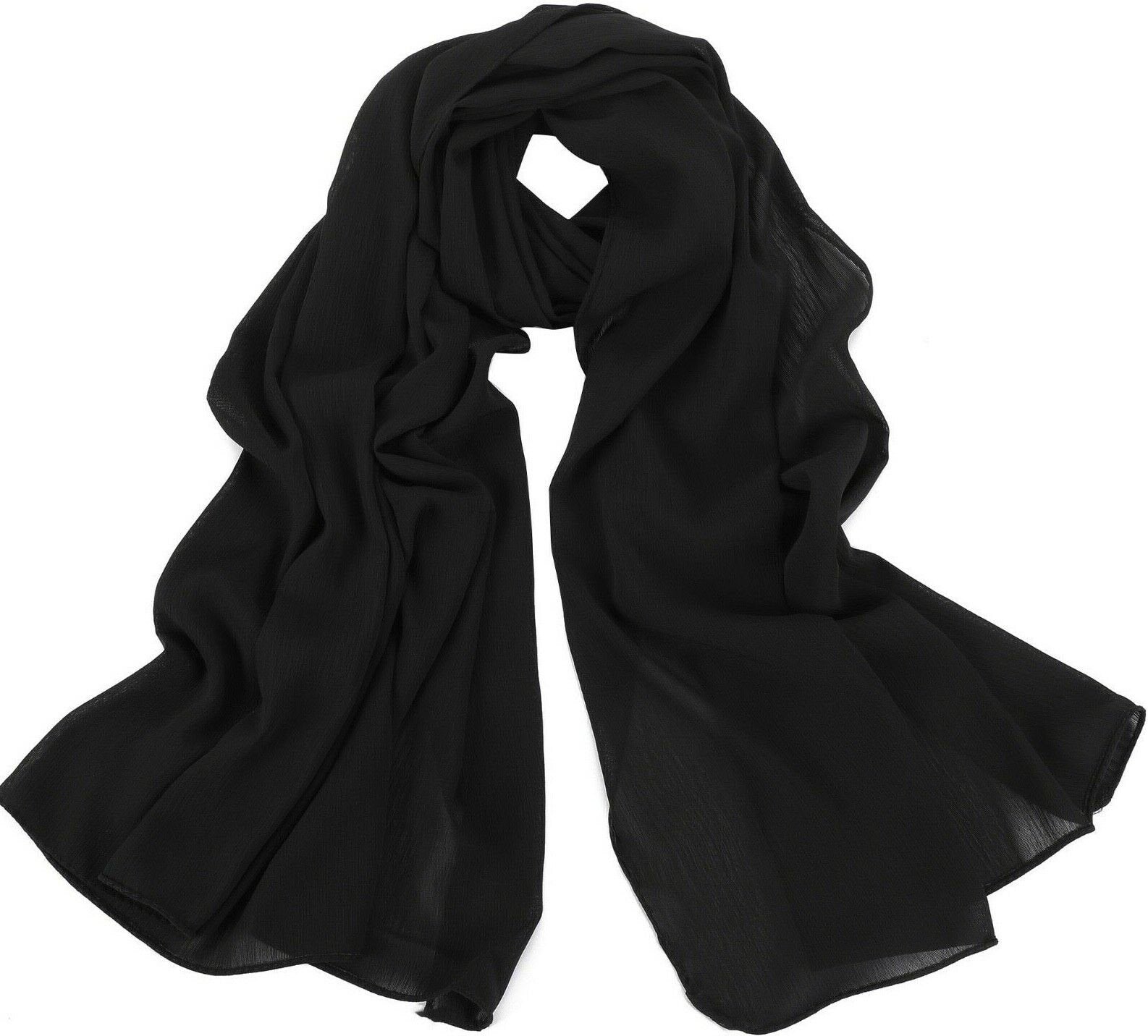 Fashion Ribbed Chiffon Crepe Scarf Hijab for Women Shawls Pleated Effect