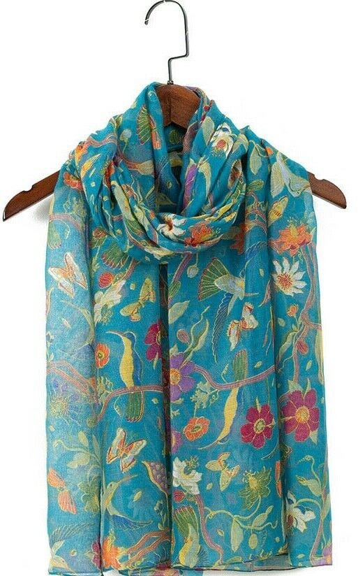 Ladies Women's Fashion New Birds Print Long Scarves Floral Neck Scarf Shawl Wrap