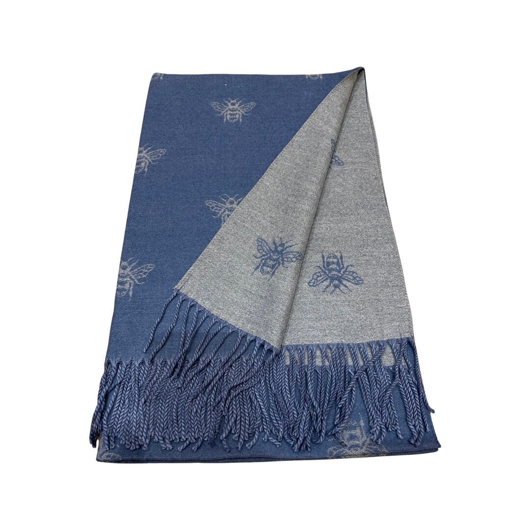 WINTER WARMER Reversible Thick Long Bumble Bee Print Fashion Scarf Blanket Wrap