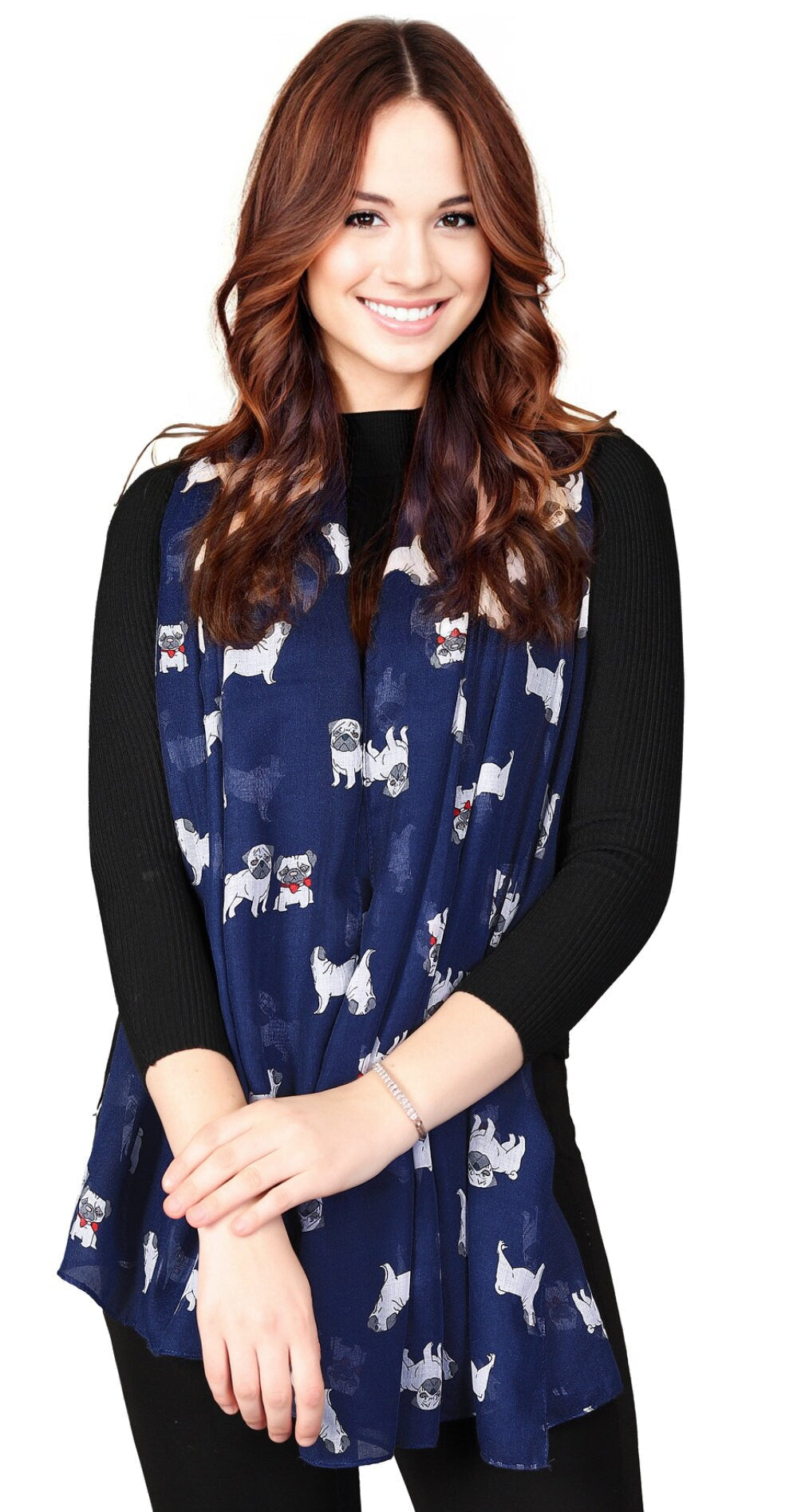 Pug Dog Print Women's Ladies Girls Scarf Shawl Wrap Oversize