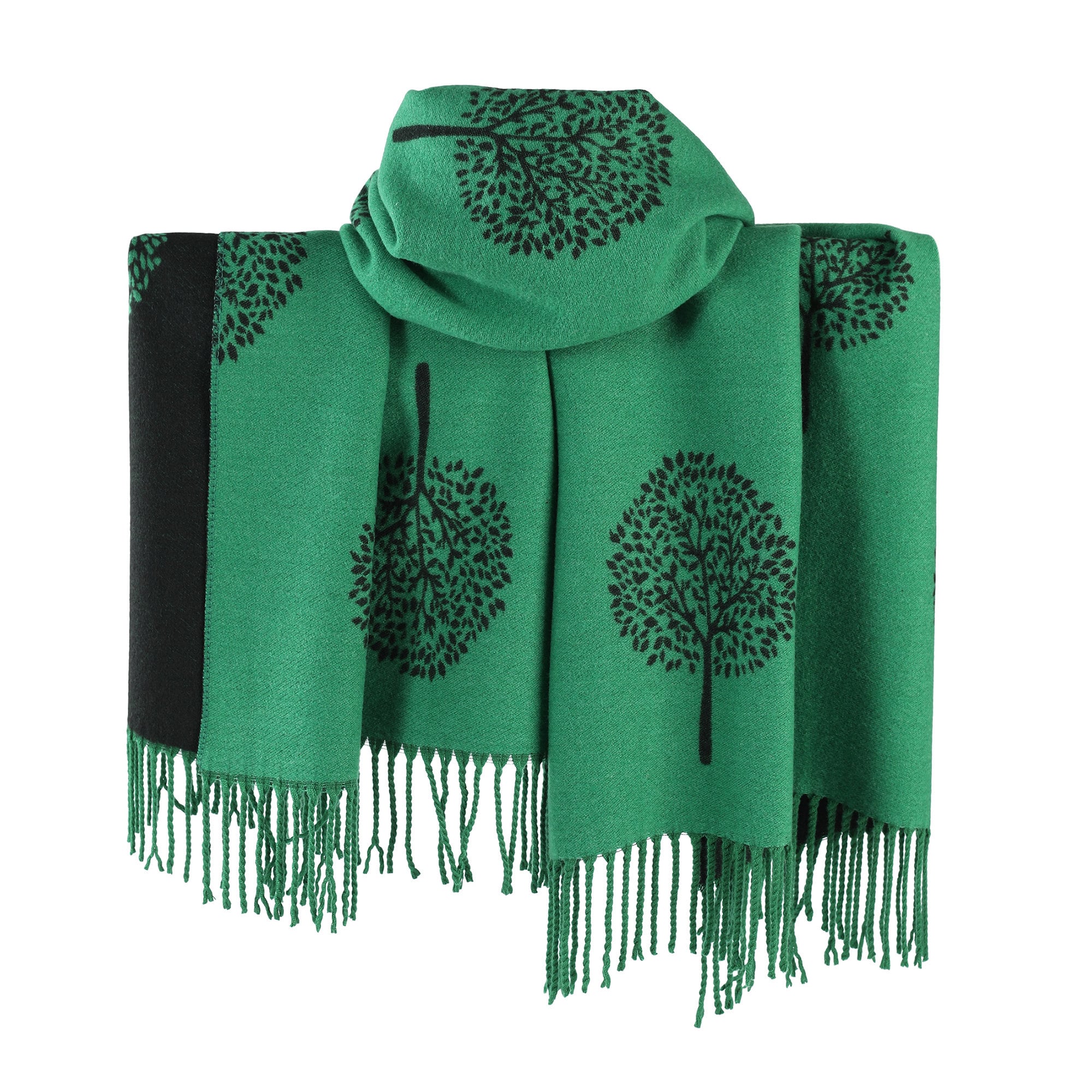 Green Black WINTER WARMER Reversible Thick Long Mulberry Print Fashion Scarf Blanket Wrap Perfect Gift thick extra long cape shawl