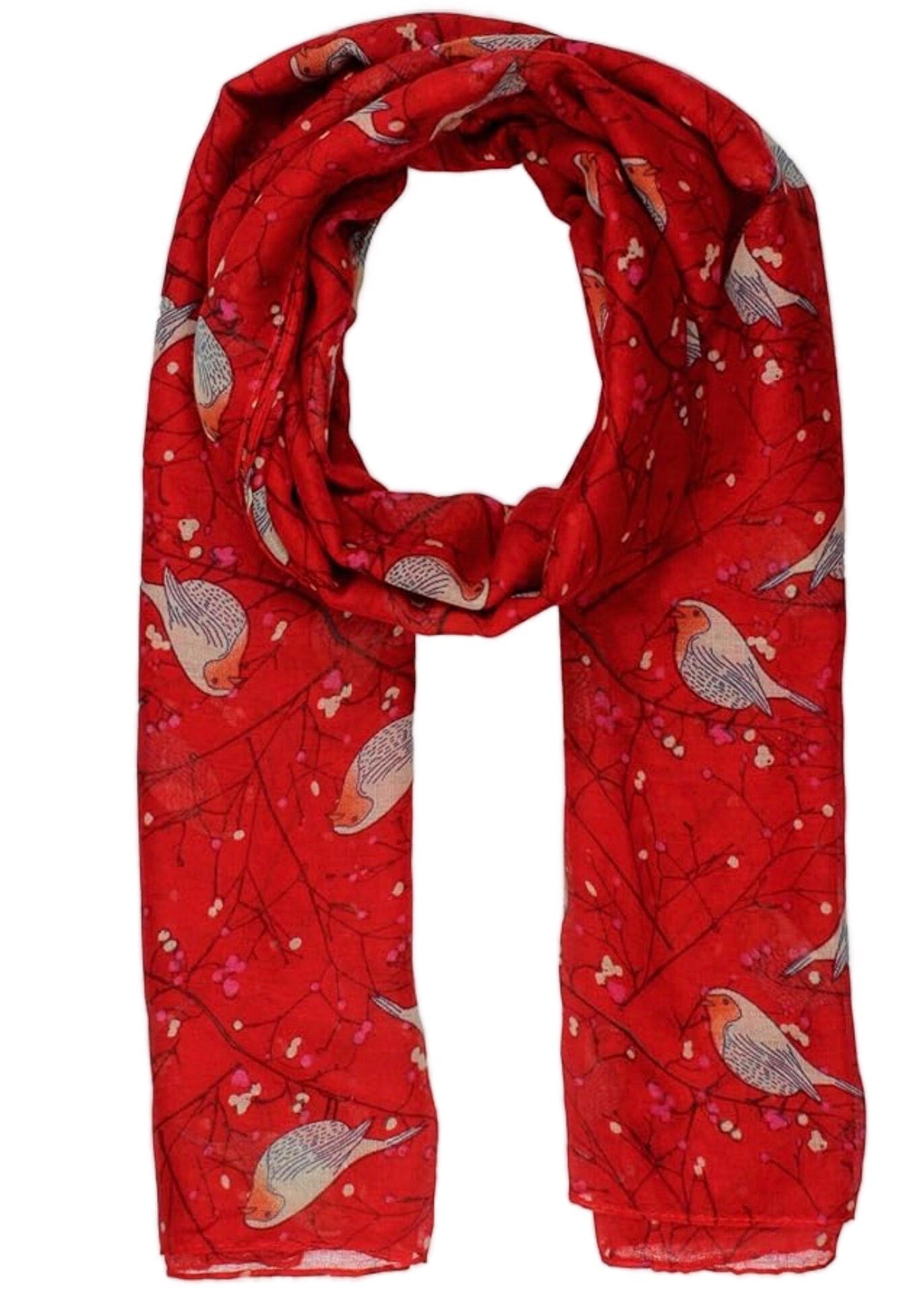 Ladies Women's Fashion New Robin Print Long Scarves Floral Neck Scarf Shawl Wrap