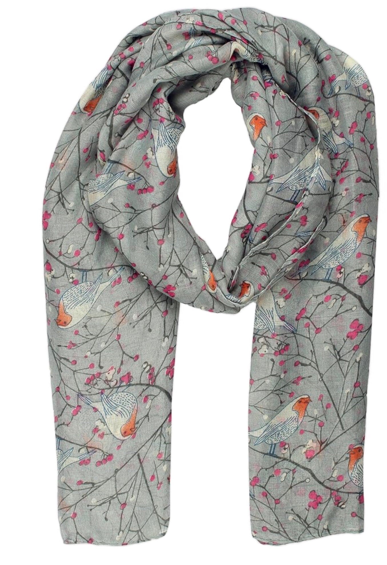 Ladies Women's Fashion New Robin Print Long Scarves Floral Neck Scarf Shawl Wrap