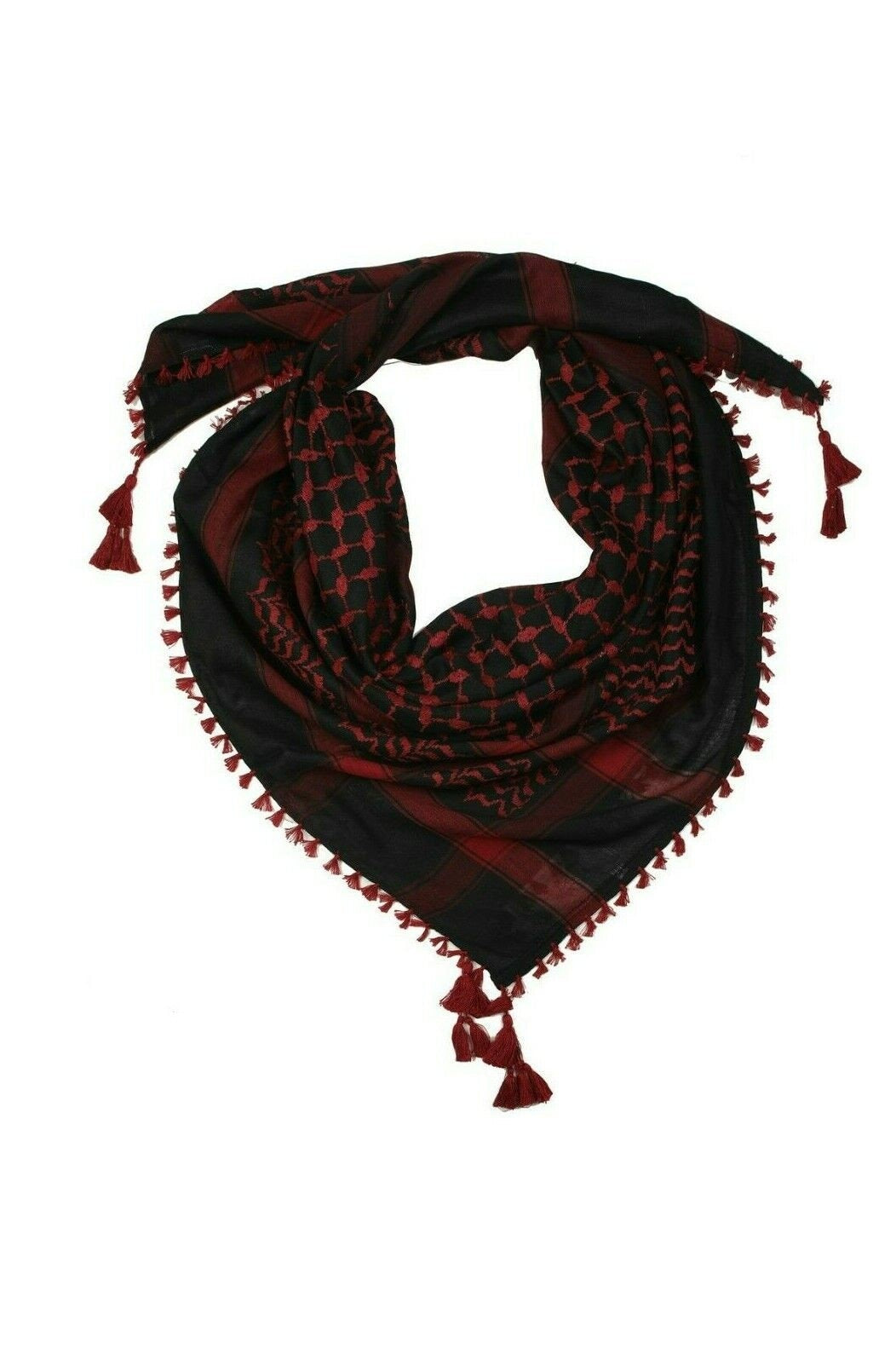 Scarf Military Shemagh Desert Palestinian Arafat Tactical Desert Keffiyeh Head Neck Cotton Arab Wrap with Tassel