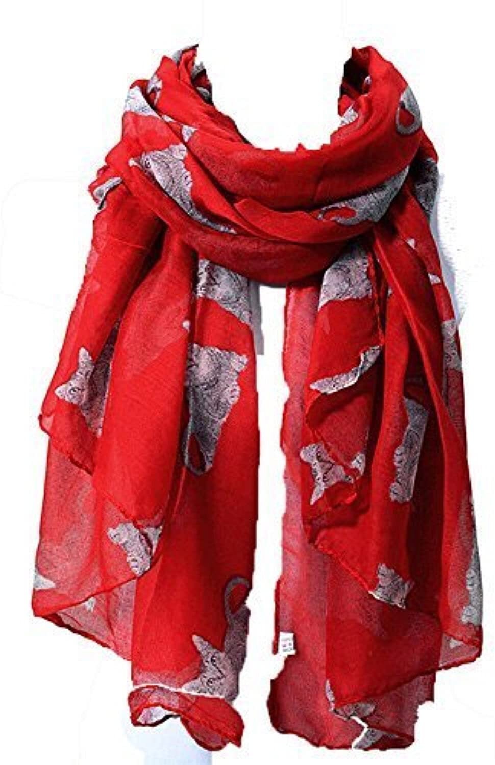 Girls Ladies Women Cute Cats Print Scarf Wraps Shawl Soft Scarves Maxi