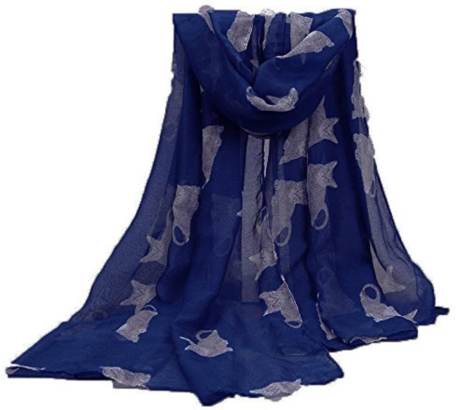 Girls Ladies Women Cute Cats Print Scarf Wraps Shawl Soft Scarves Maxi