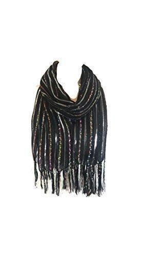 Ladies Womens Celebrity Style Colourful Glitter Stripes Scarf Scarves Stoles With Winter Gloves Christmas Sale