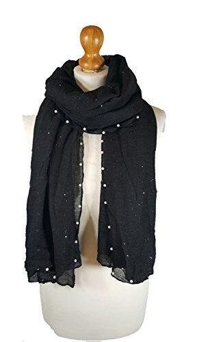 Sparkle Large Size Evening Scarf Shawl Stole Pashmina Style Hijab Head Scarf With Pearl Embellished On Border Weddings Bridal Bridesmaids