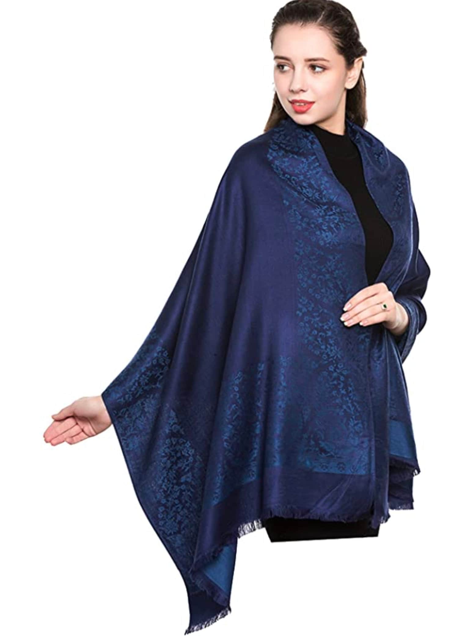 Ladies Paisley Bordered Pashmina Feel Shawl Scarf Wrap Luxuriously Warm Soft Vibrant