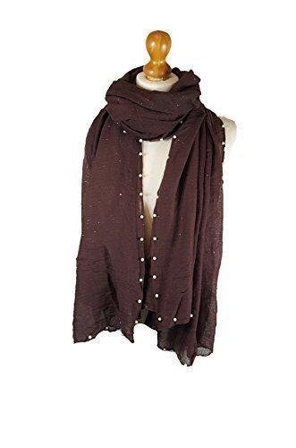Sparkle Large Size Evening Scarf Shawl Stole Pashmina Style Hijab Head Scarf With Pearl Embellished On Border Weddings Bridal Bridesmaids