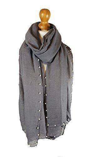 Sparkle Large Size Evening Scarf Shawl Stole Pashmina Style Hijab Head Scarf With Pearl Embellished On Border Weddings Bridal Bridesmaids