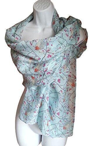 Festive Robin Bird Scarf Ladies Multi Way Large Soft Wrap