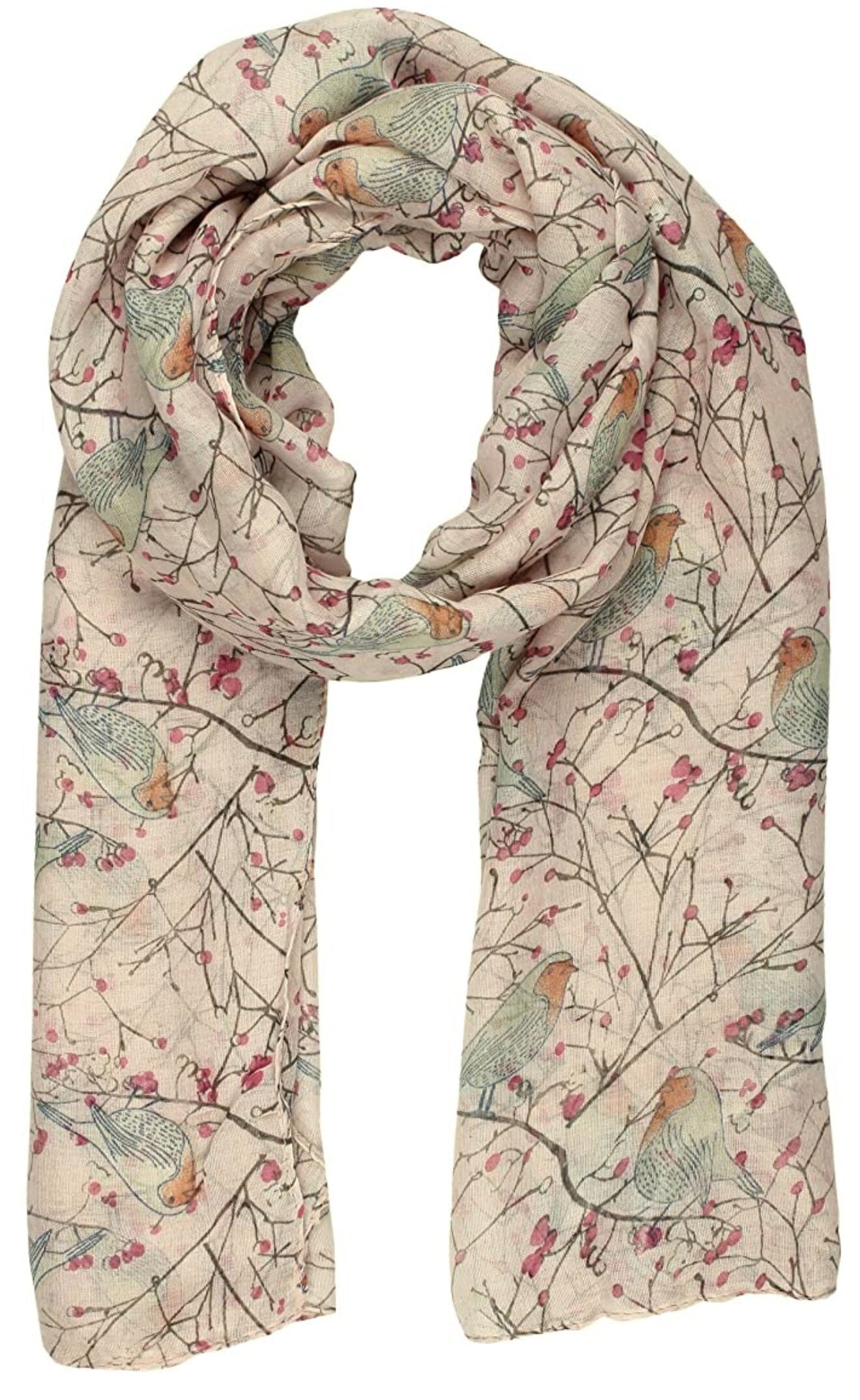 Festive Robin Bird Scarf Ladies Multi Way Large Soft Wrap