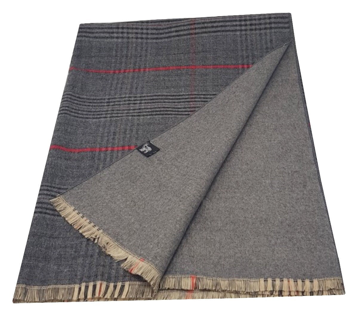 Grey NEW Classic Reversible Plaid Tartan Look Scarf Wrap Blanket Shawl Warm Soft Cosy UNISEX