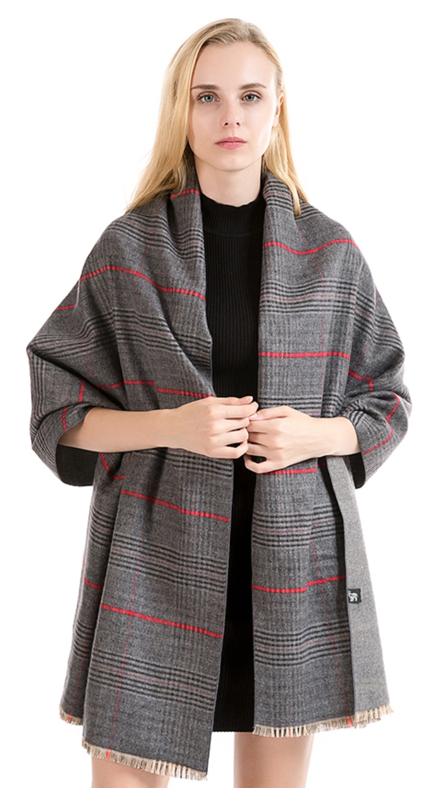 Grey NEW Classic Reversible Plaid Tartan Look Scarf Wrap Blanket Shawl Warm Soft Cosy UNISEX