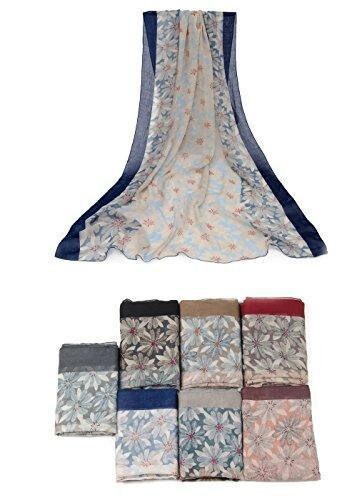 New Gorgeous Ladies Women's Girls 3 Tone Sunflower Print With Border Scarf Scarves Stole Wrap