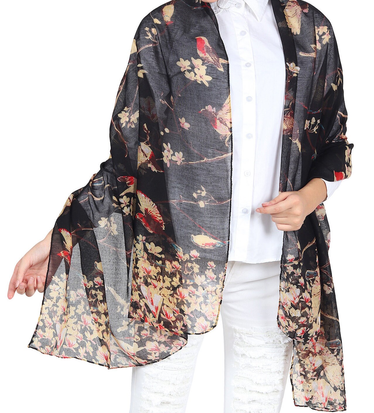 Stunning Robin Bird Design Ideal Gift Girls Women Ladies Scarf Scarves Wrap Shawl