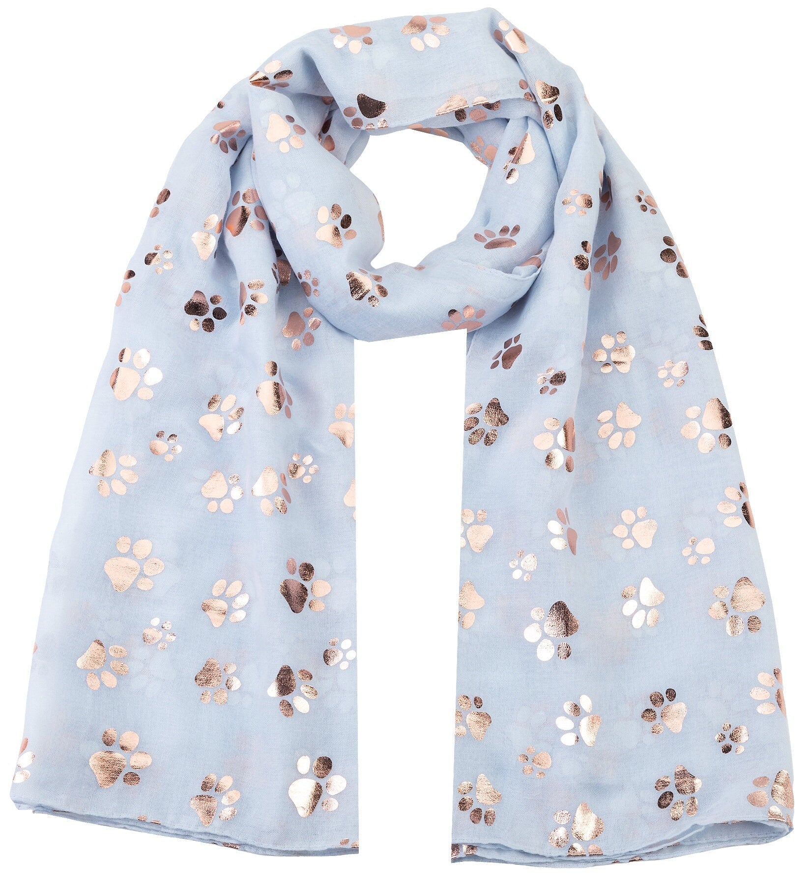 Rose Gold Foiled Animal Dogs Paw Print Scarf Wraps Shawl Scarves