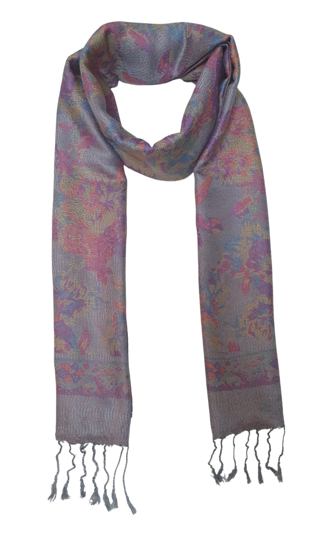 Mosaic Weave Luxurious Reversible/Two Sided Print Self Embossed Pashmina Feel Wrap Scarf Stole Scarves Shawl Style - Soft and Wrap