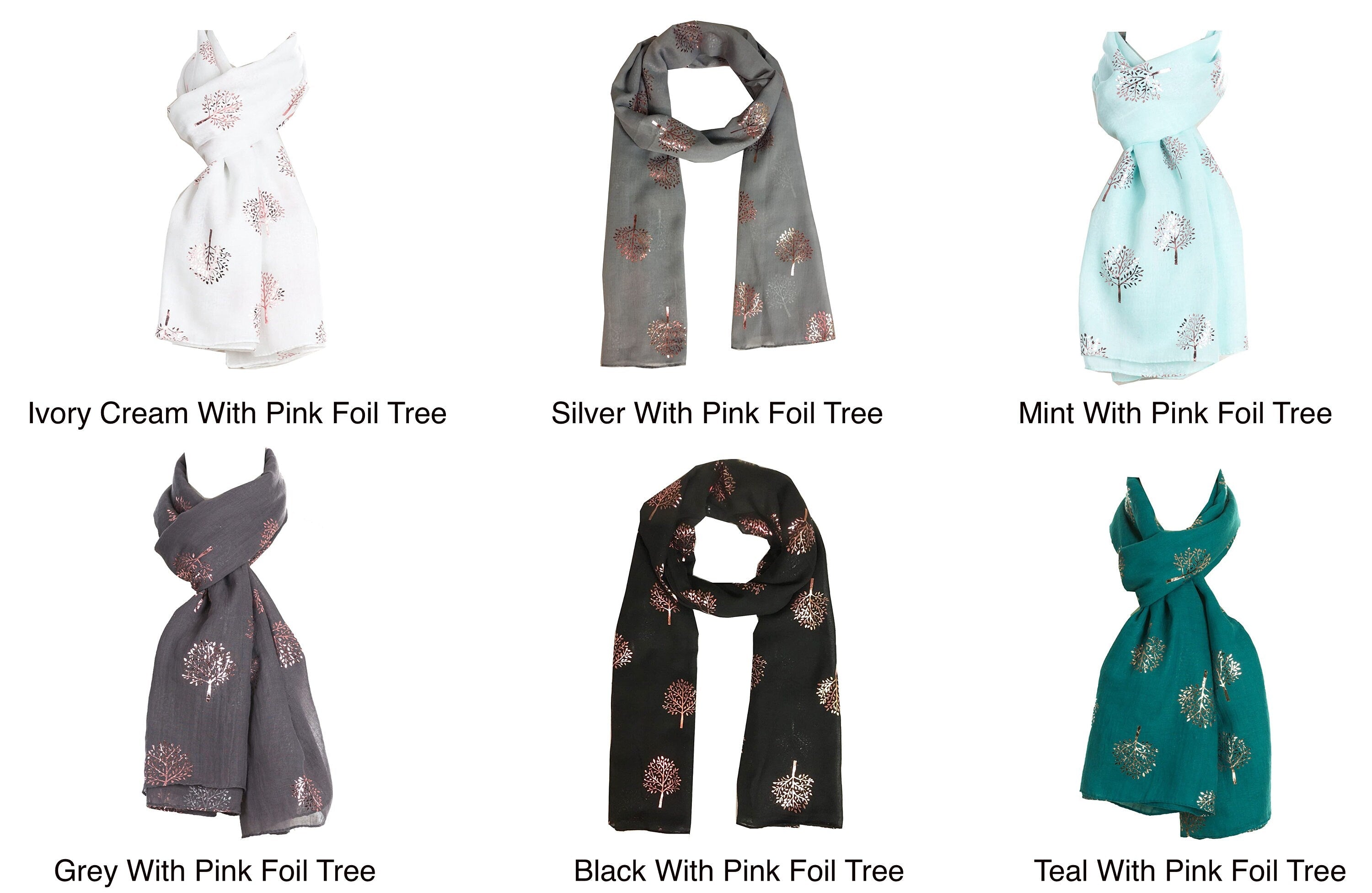 Foil Mulberry Tree Print Fashion Scarf Wrap Glitter Scarves Gift for her