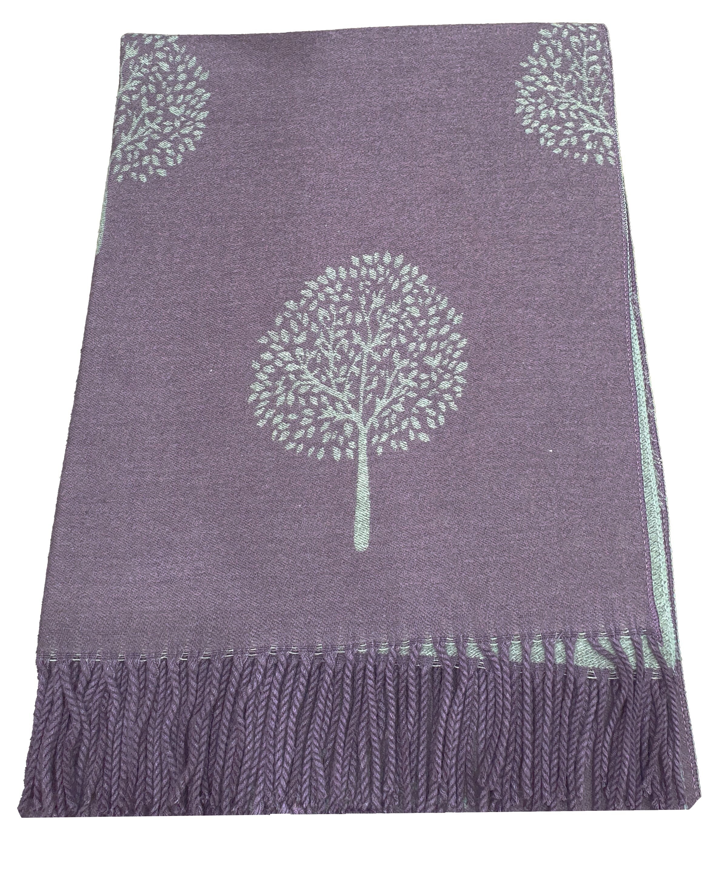 Thick Reversible Mulberry Design Winter Scarf Wrap Blanket Shawl Warm Soft Cosy - LAVENDER / SILVER