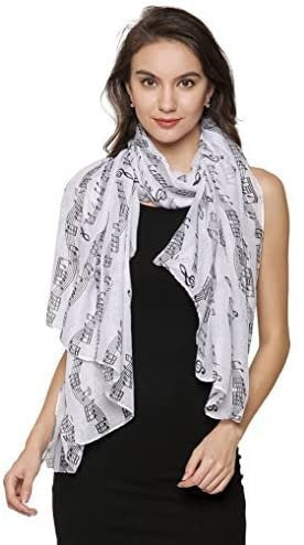 Music Print, Musical Note Printed Scarves, Large Size Fashion Scarf Wrap Sarong Shawl Fantastic Gift