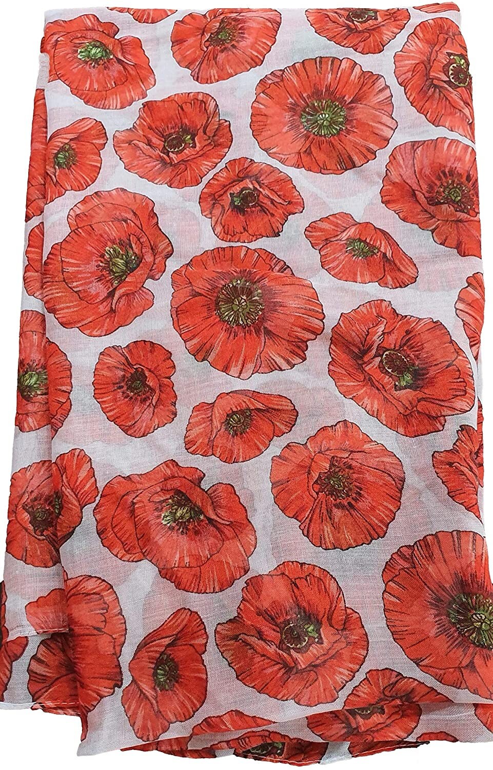 Poppy Flower Colourful Big Size Soft light Weight Remembrance Day  Scarf Sarong for ladies women girls perfect gift