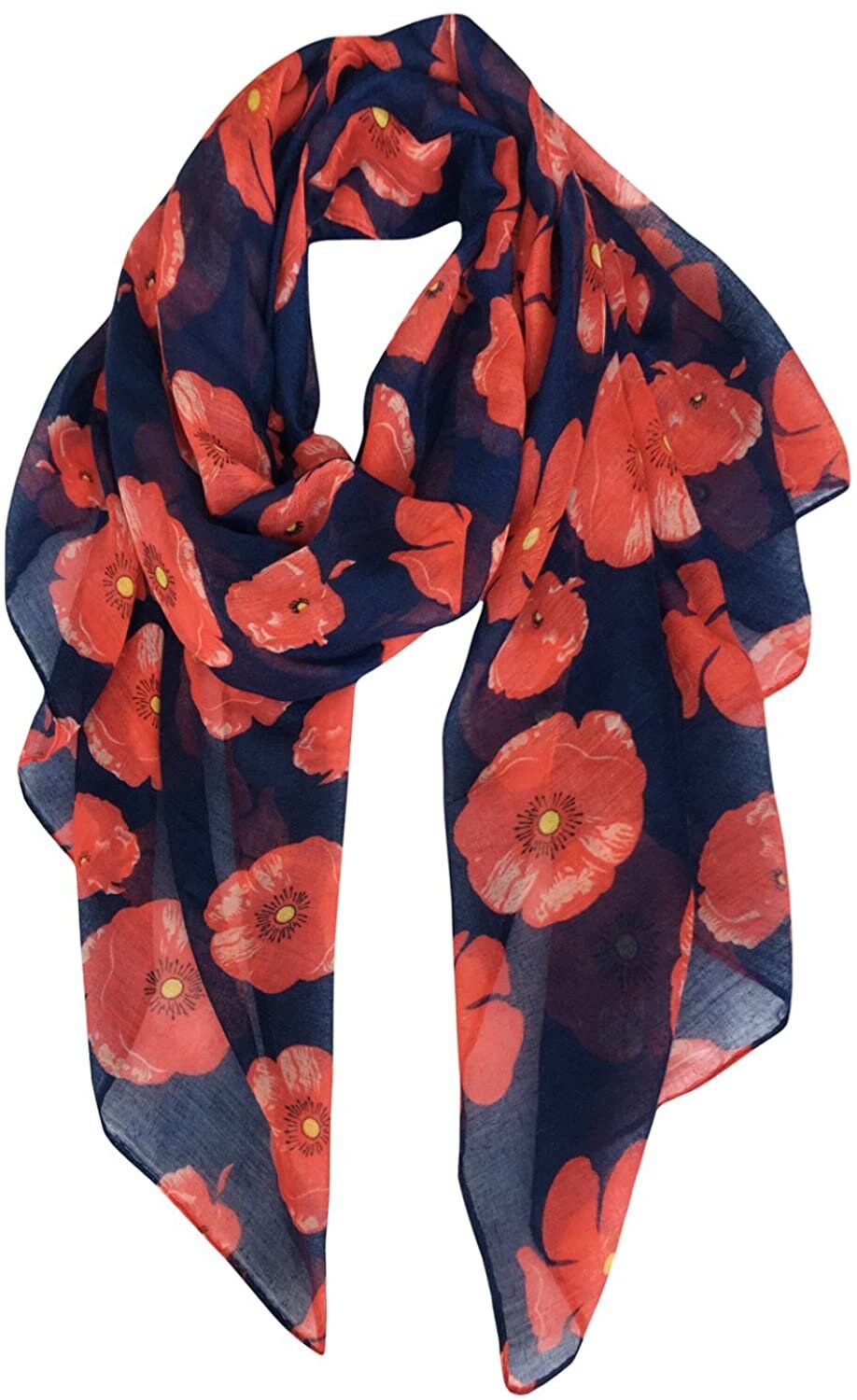 Poppy Flower Colourful Big Size Soft light Weight Remembrance Day  Scarf Sarong for ladies women girls perfect gift