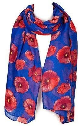 Poppy Flower Colourful Big Size Soft light Weight Remembrance Day  Scarf Sarong for ladies women girls perfect gift