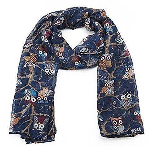 Ladies Owl Print Long Scarf Neck Scarves Winter Gifts Christmas