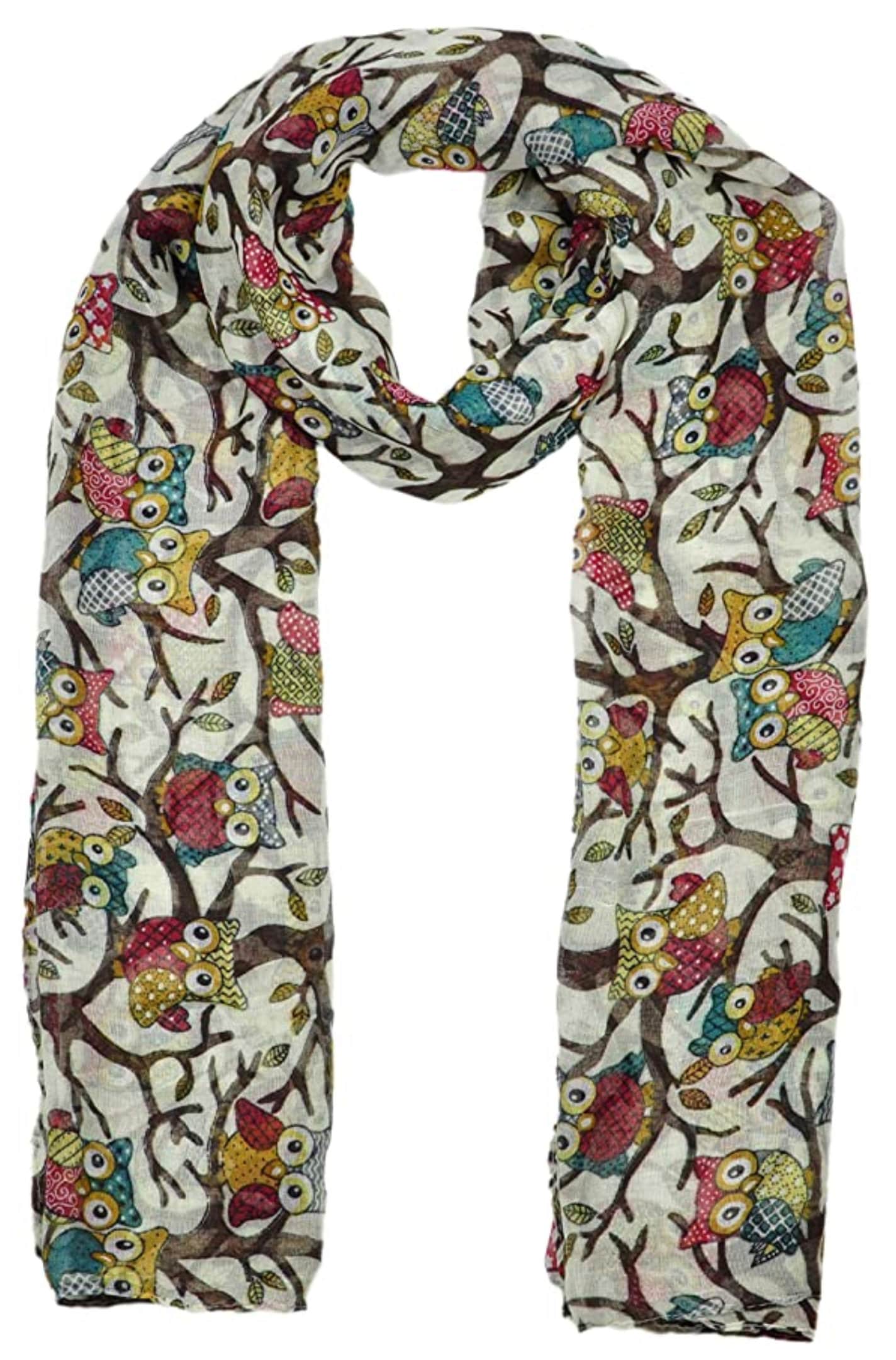 Ladies Owl Print Long Scarf Neck Scarves Winter Gifts Christmas