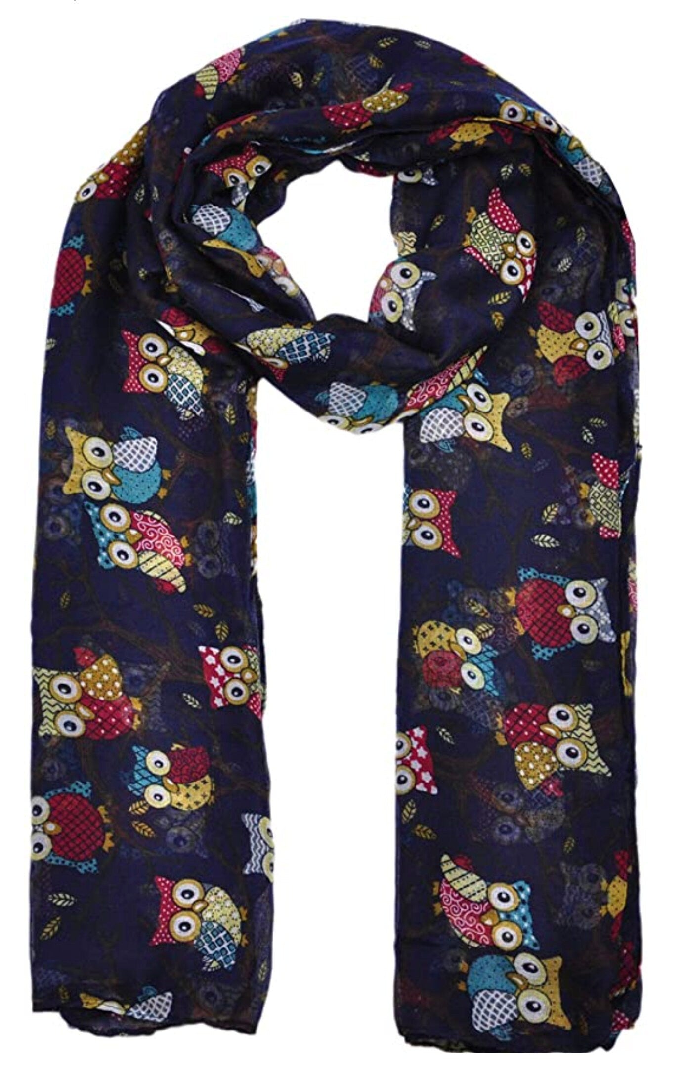 Ladies Owl Print Long Scarf Neck Scarves Winter Gifts Christmas