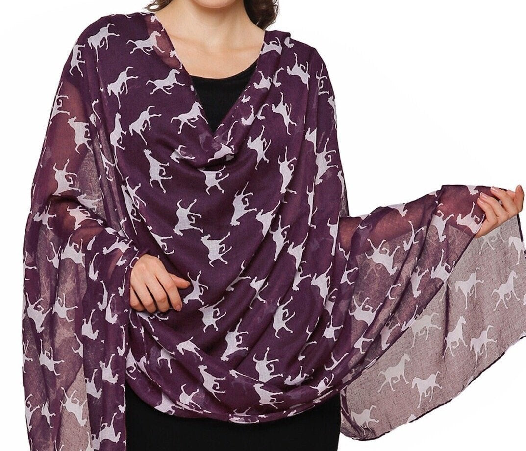 Horse Print Scarf Shawl Wrap Scarves For Women Ideal Gift