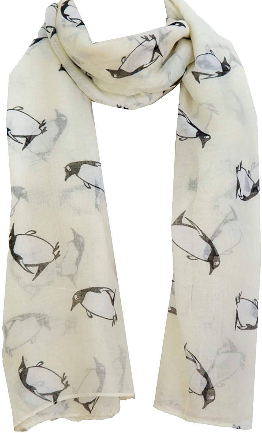 Cute Penguin Print Scarf Wrap Lightweight Large Size