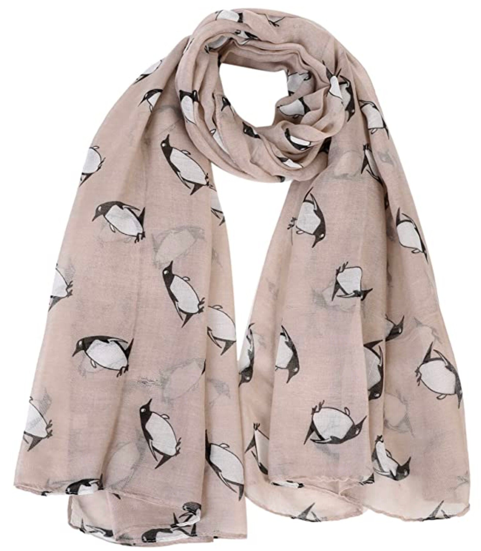 Cute Penguin Print Scarf Wrap Lightweight Large Size