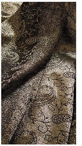 Stunning & Elegant Ladies Women's Girls Glittery Paisley Design Gold Scarf Shawl Stole Cover-up Wrap Pashmina Gift Party Wedding Wear