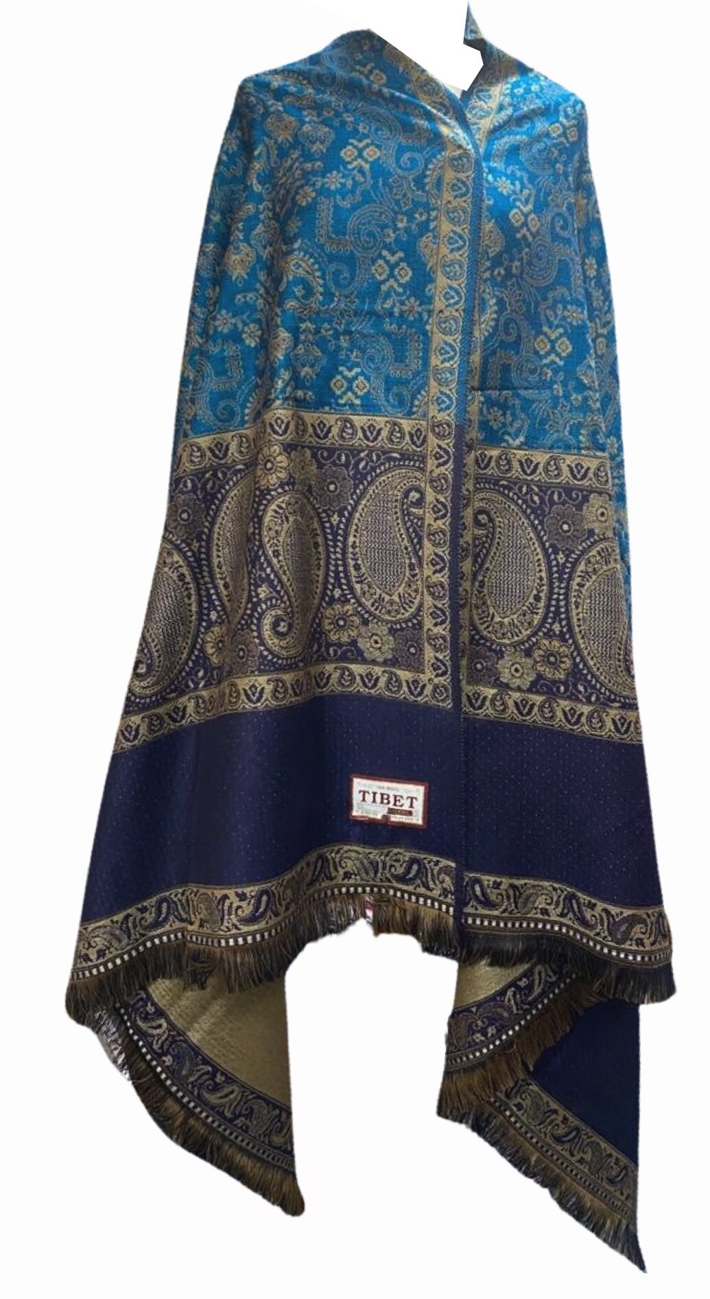 Big Size 100 x 200 Cms Reversible Shawl with Paisleys Design Scarf Wrap Blanket, High quality Yak Wool Shawl Blend Xmas gift