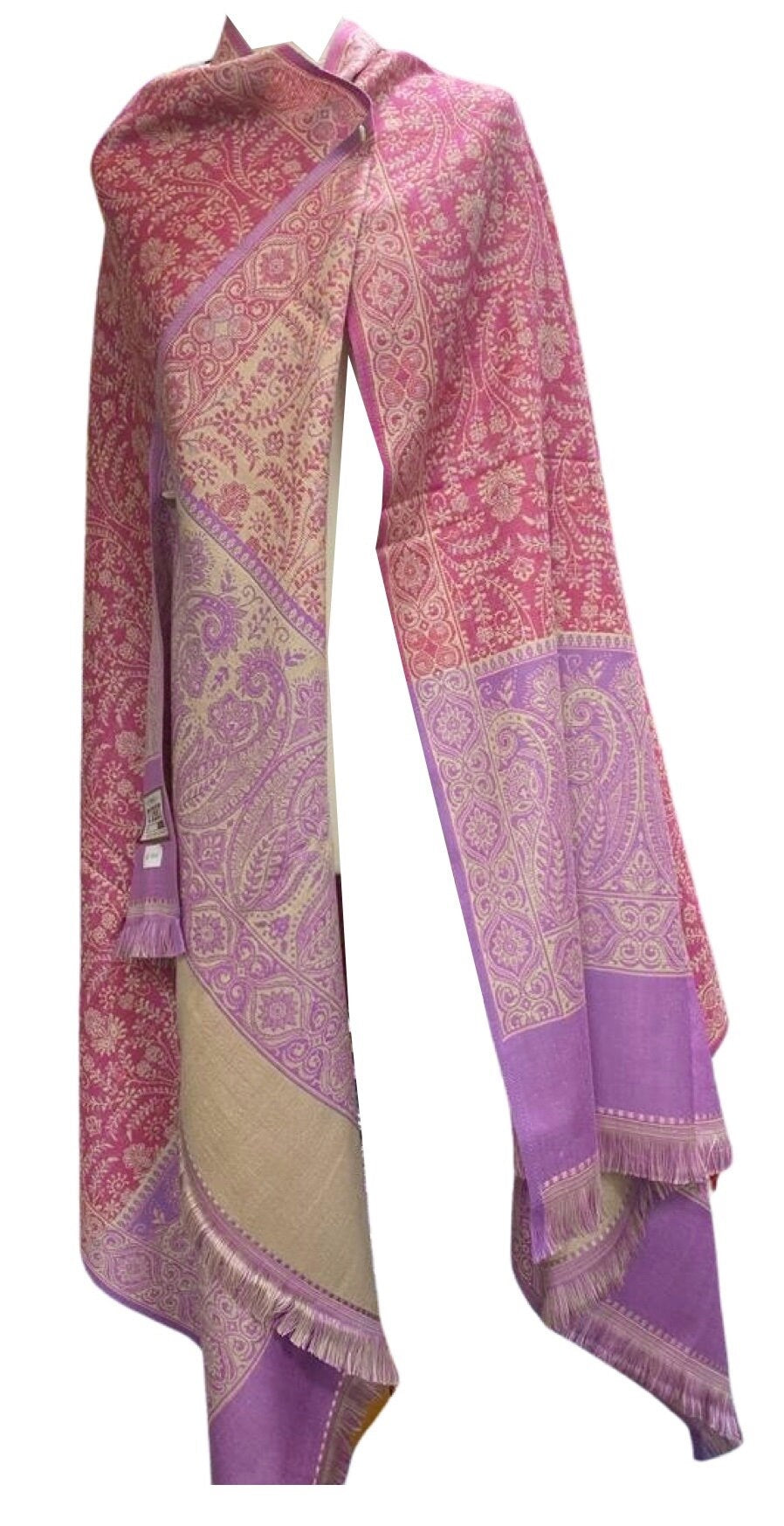 Reversible Jamawar Shawl with Woven Paisleys shawl Himalayan made DOUBLE sided Scarf Wrap Blanket,High quality wool Feel Xmas gift