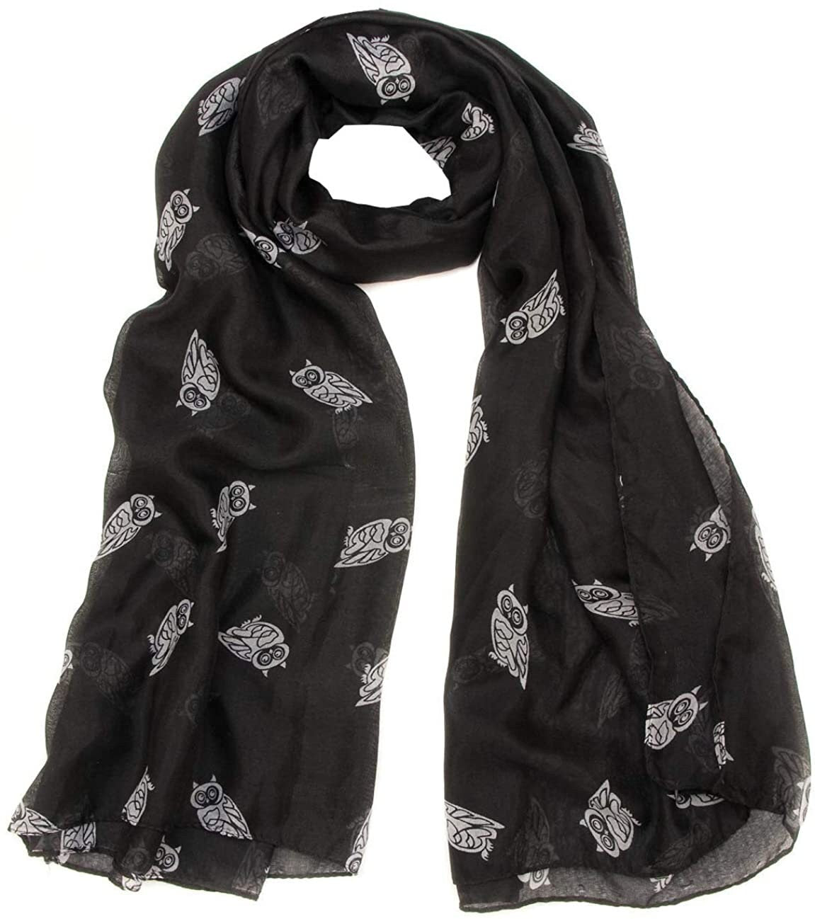 Ladies Women's Owl on Branch Print Scarf Wraps Shawl Maxi Soft Scarves
