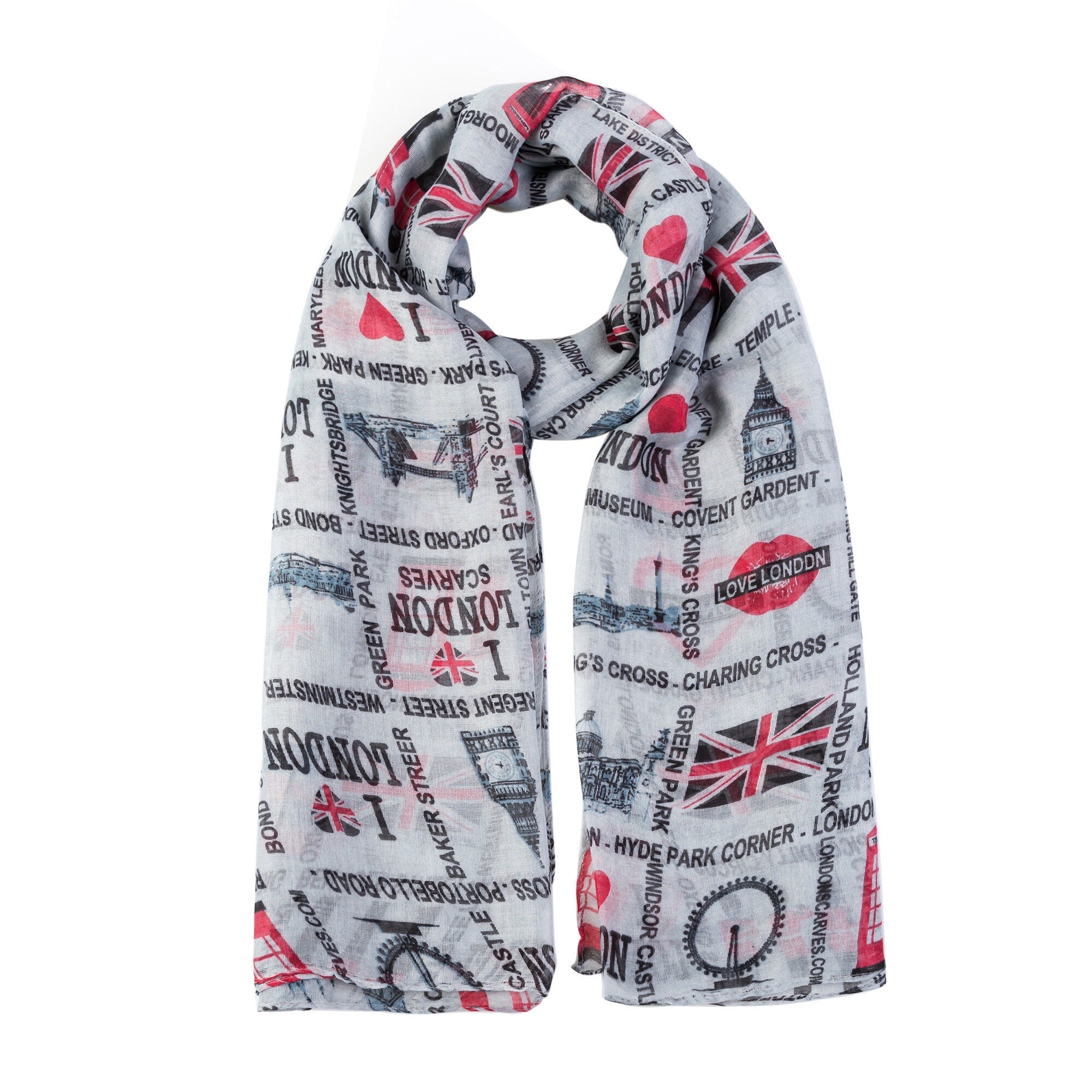 London Icon Street I Love London With British Flag Souvenir Scarves
